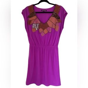 Gianni Bini purple and brown beaded dress